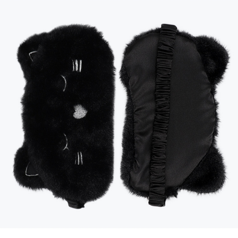 Black cat plush cartoon girl costume light-blocking eye mask LOGO customization travel eye-protecting sleep eye mask Application Scenario