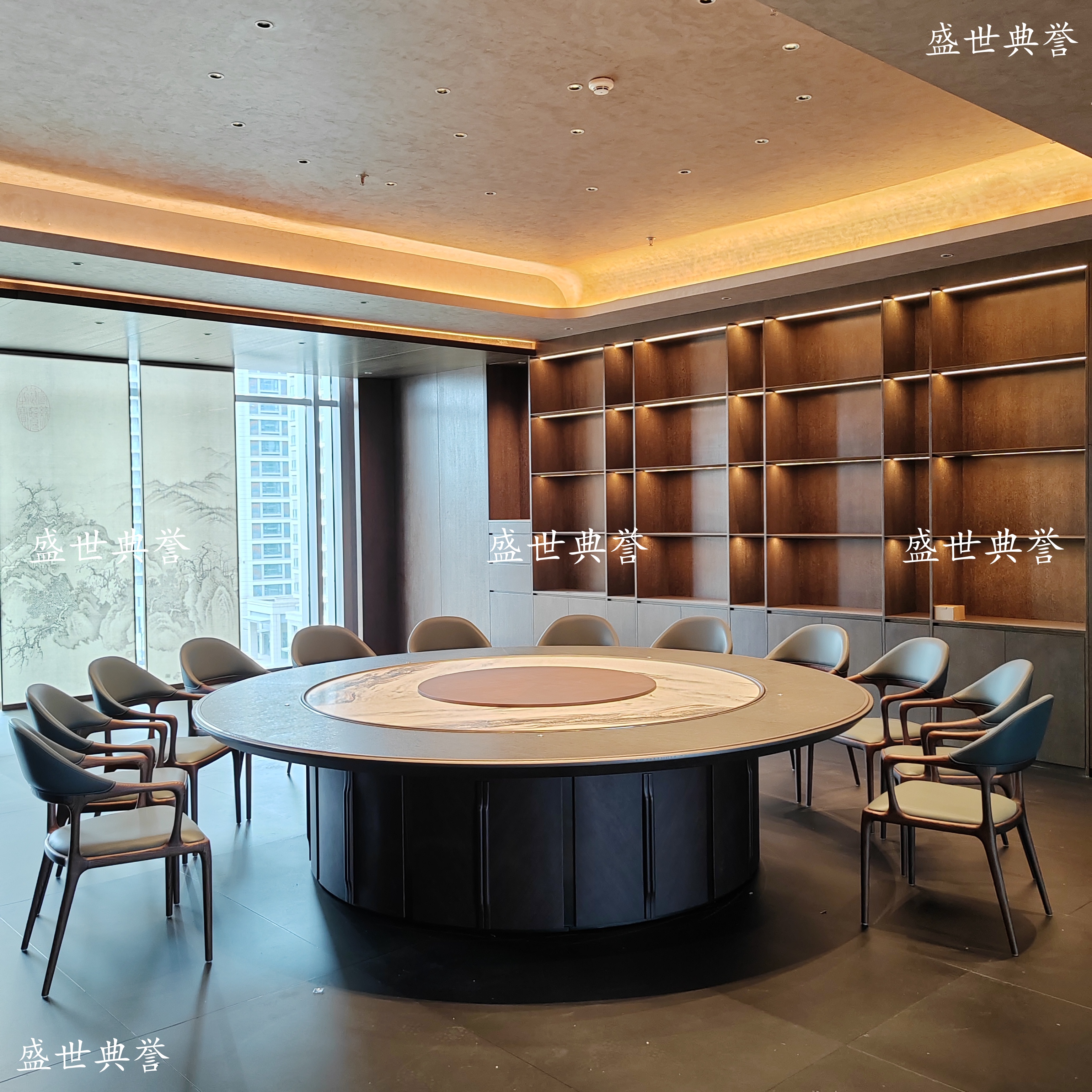 Ningde International Hotel's solid wood furniture, seafood restaurant, new solid wood dining tables, conference center private rooms, and electric dining tables Item Picture