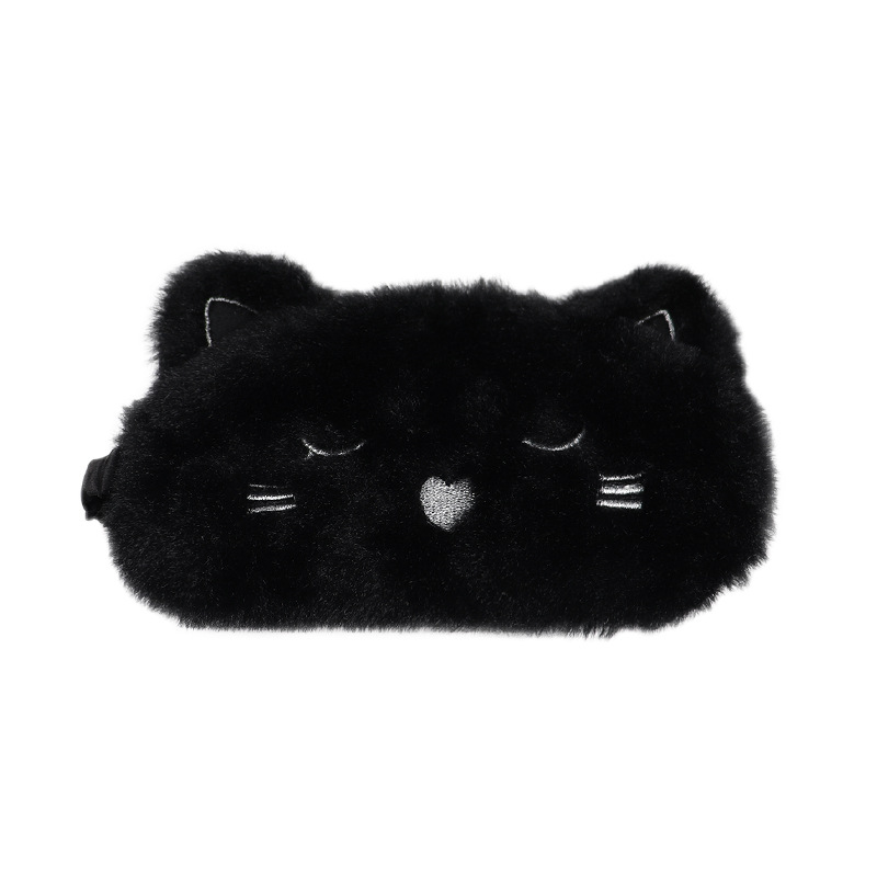 Black cat plush cartoon girl costume light-blocking eye mask LOGO customization travel eye-protecting sleep eye mask Item Picture