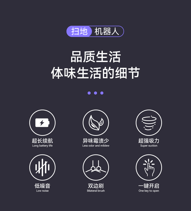 智能家用扫地机器人自动吸尘器小型全屋清扫小家电  多功能自动扫地机家庭地面清洁智能吸尘器  详情2