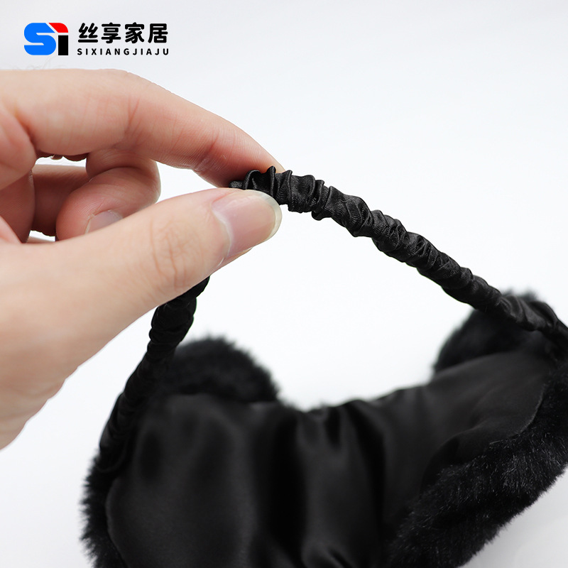 Black cat plush cartoon girl costume light-blocking eye mask LOGO customization travel eye-protecting sleep eye mask Specification image