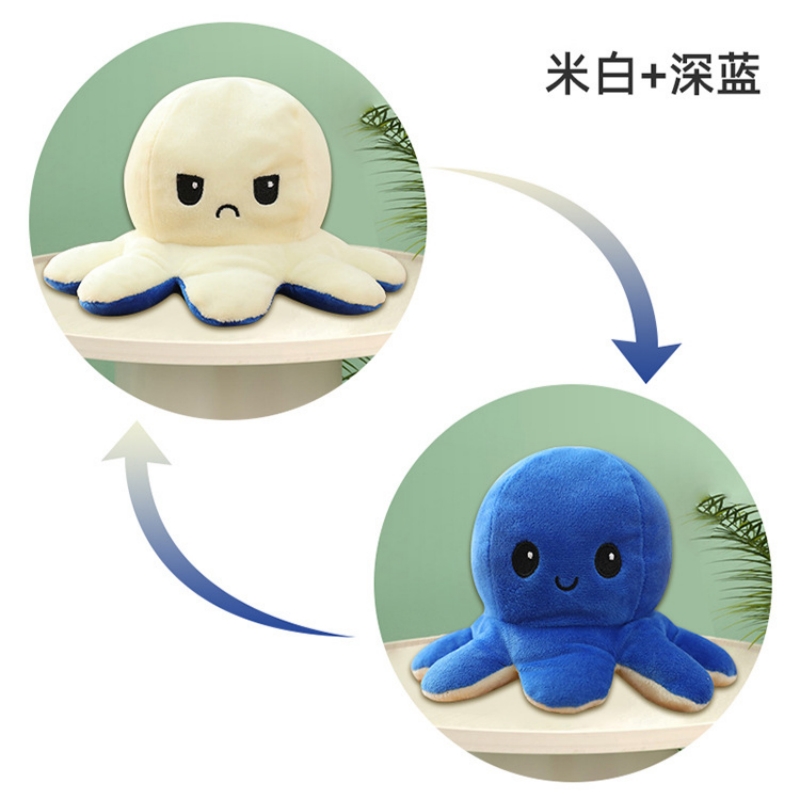 Flip octopus cartoon octopus expression plush doll, double-sided handcrafted super soft short plush doll, children's gift Application Scenario