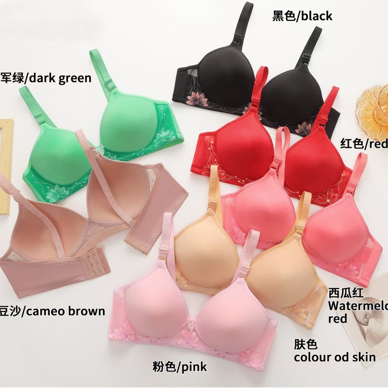 367# style for export to Europe, America, the Middle East and Africa. Embroidered large-sized underwear, comfortable jacquard bra, lace anti-sagging bra details Picture