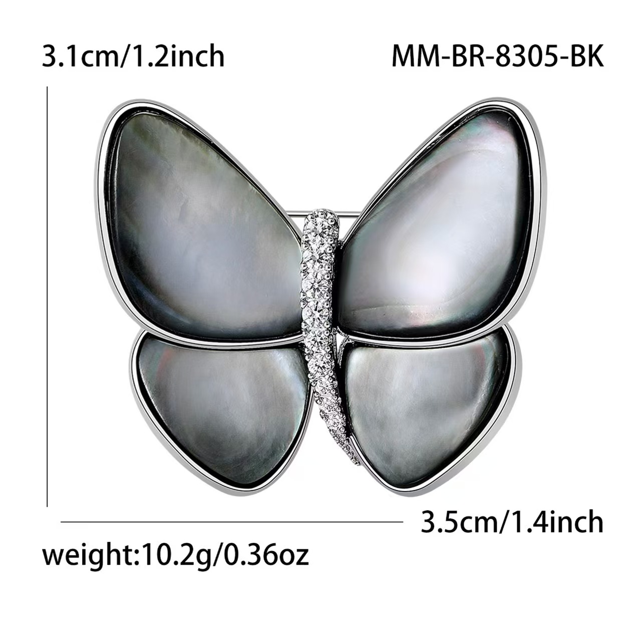 孟晚舟同款天然白贝壳蝴蝶胸针气质白贝母西服胸花百搭衣饰别针 详情3