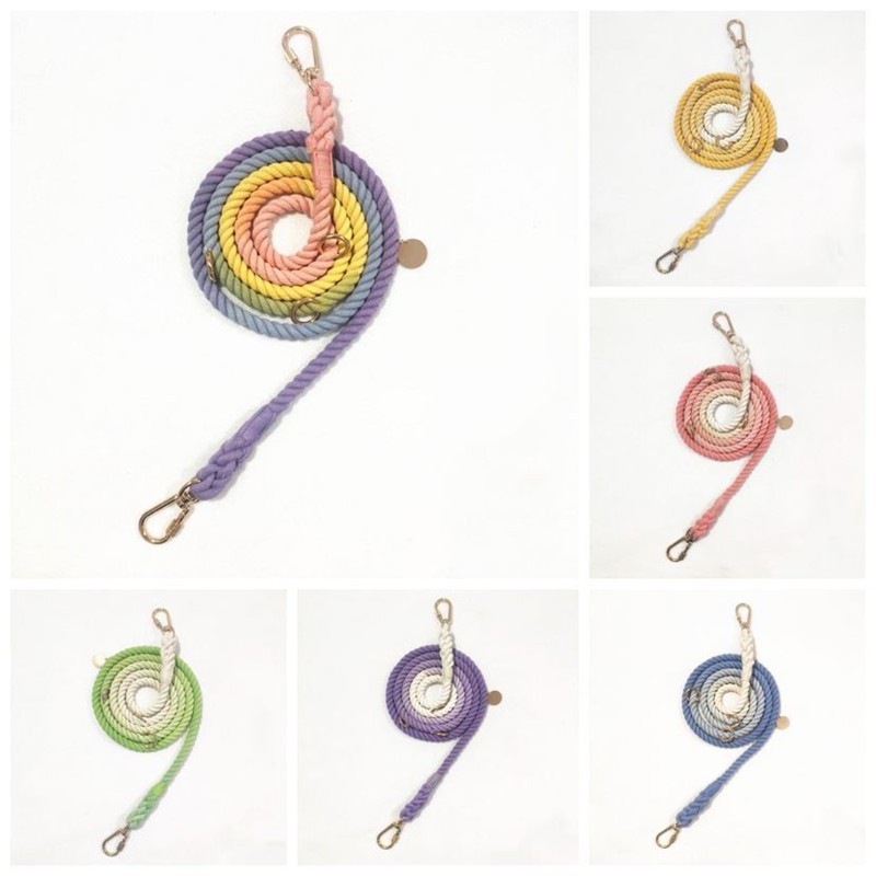 210*1.3cm double head double pull  color woven pet traction rope multifunctional waist pull slung pet traction rope three  gradient dog rope dog supplies Specification drawing