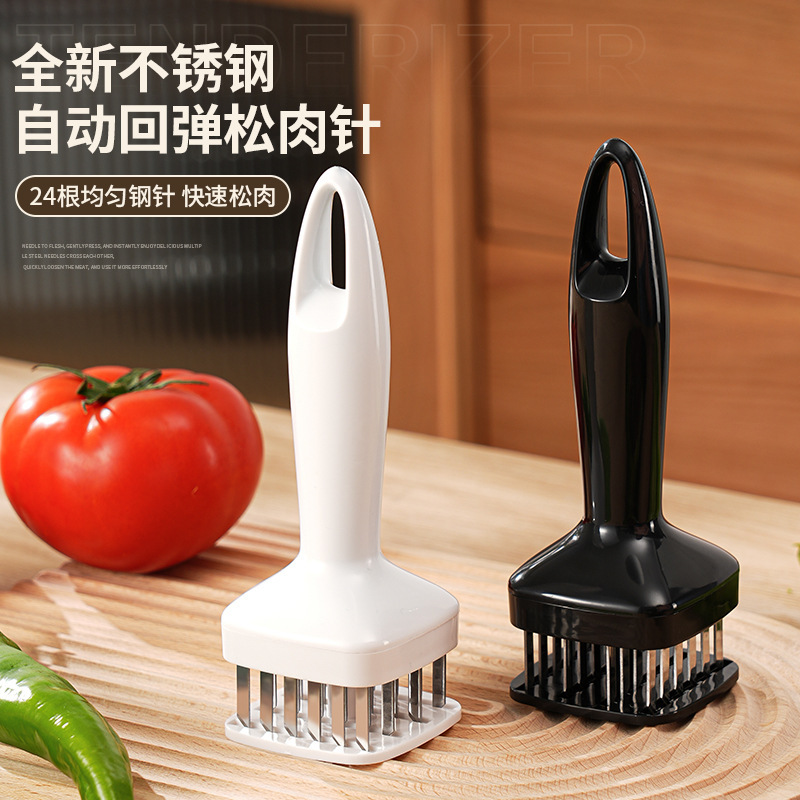 Stainless steel automatic rebound hammer meat floss needle for home kitchen steak, broken tendons, beef and chicken flavoring perforator