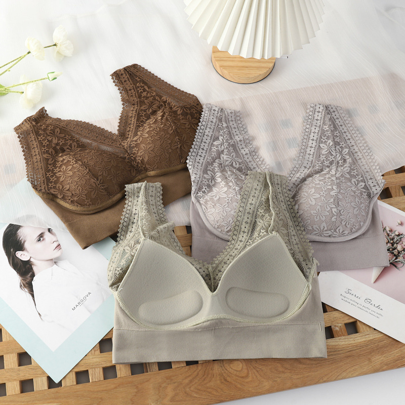 689# Foreign trade export to Africa and the Middle East, fixed cup, seamless chest wrap, lace, beautiful back, widened shoulders, sexy and comfortable gathering underwear, sexy chest cushion, back center details Picture