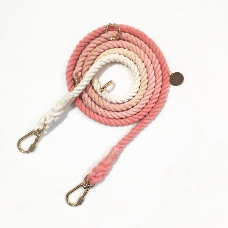 210*1.3CM双头双牵彩虹色编织宠物牵引绳 多功能腰牵斜挎宠物牽引繩 三股棉渐变狗绳狗狗用品详情3