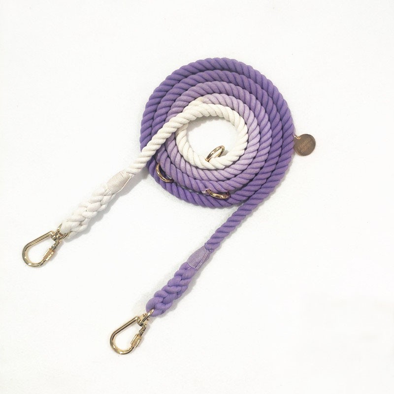 210*1.3CM双头双牵彩虹色编织宠物牵引绳 多功能腰牵斜挎宠物牽引繩 三股棉渐变狗绳狗狗用品详情5