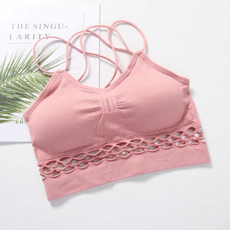 902# Export of surplus goods from foreign trade to the Middle East and Africa. Sexy threaded cutout chest wrap, yoga running, beautiful back, cross shoulder strap, no steel ring bra, strapless women's underwear details Picture