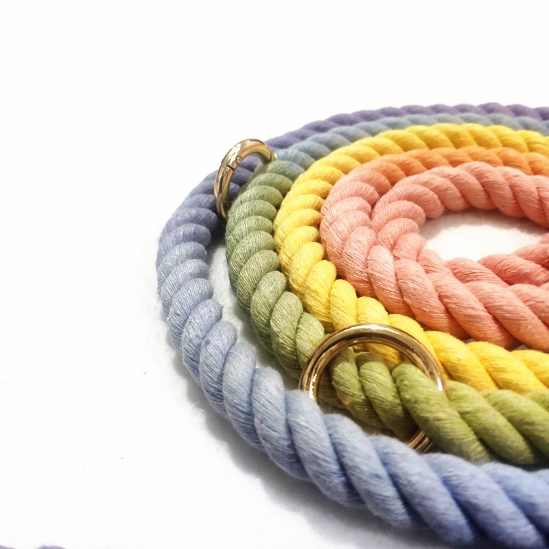 210*1.3cm double head double pull  color woven pet traction rope multifunctional waist pull slung pet traction rope three  gradient dog rope dog supplies full figure