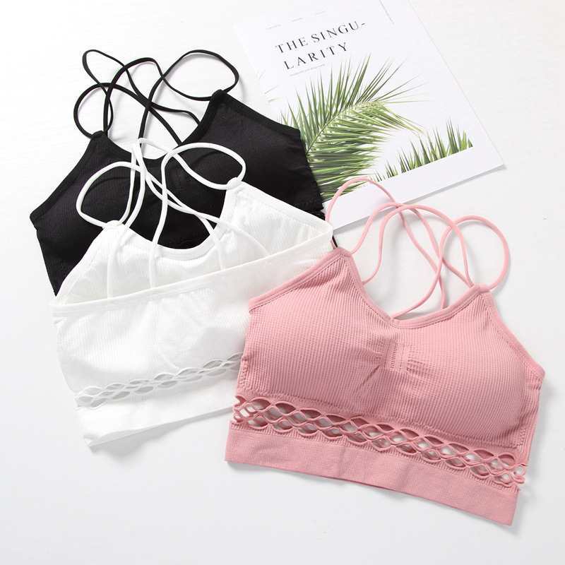 902# Export of surplus goods from foreign trade to the Middle East and Africa. Sexy threaded cutout chest wrap, yoga running, beautiful back, cross shoulder strap, no steel ring bra, strapless women's underwear full figure