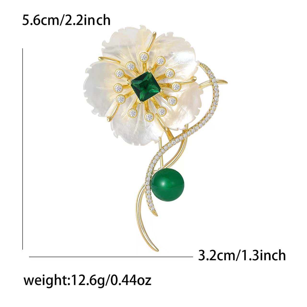轻奢锆石高档贝壳花朵胸针女气质高级感大衣西装别针防走光扣批发详情1