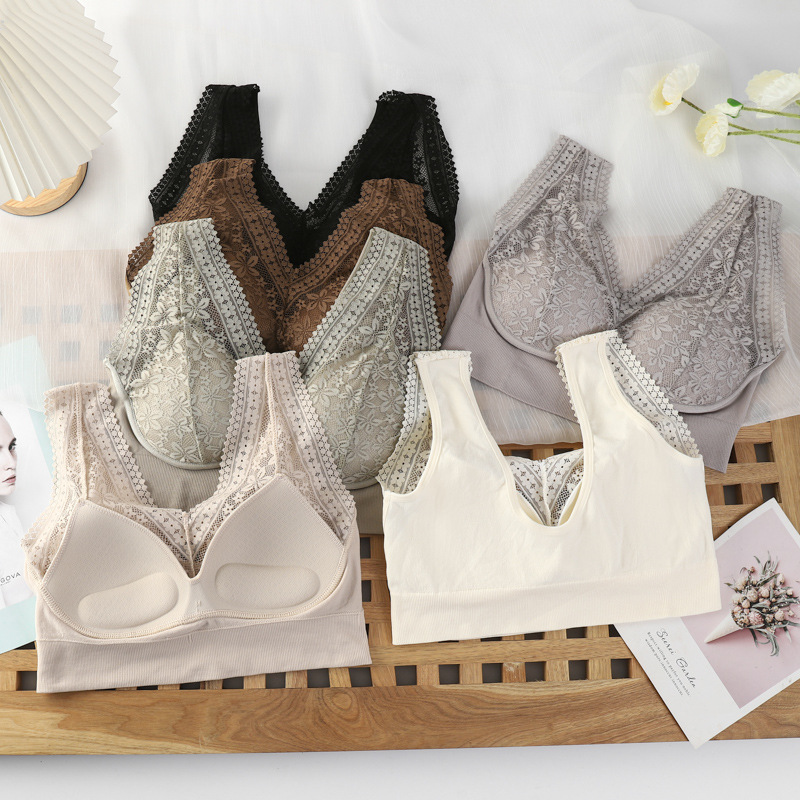 689# Foreign trade export to Africa and the Middle East, fixed cup, seamless chest wrap, lace, beautiful back, widened shoulders, sexy and comfortable gathering underwear, sexy chest cushion, back center full figure