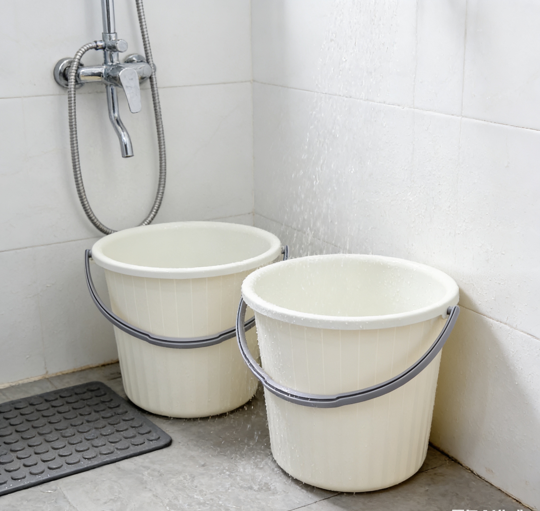Wholesale of simple vertical striped plastic water buckets, kitchen hand-held water buckets, and large-capacity cleaning buckets for bathrooms Specification image