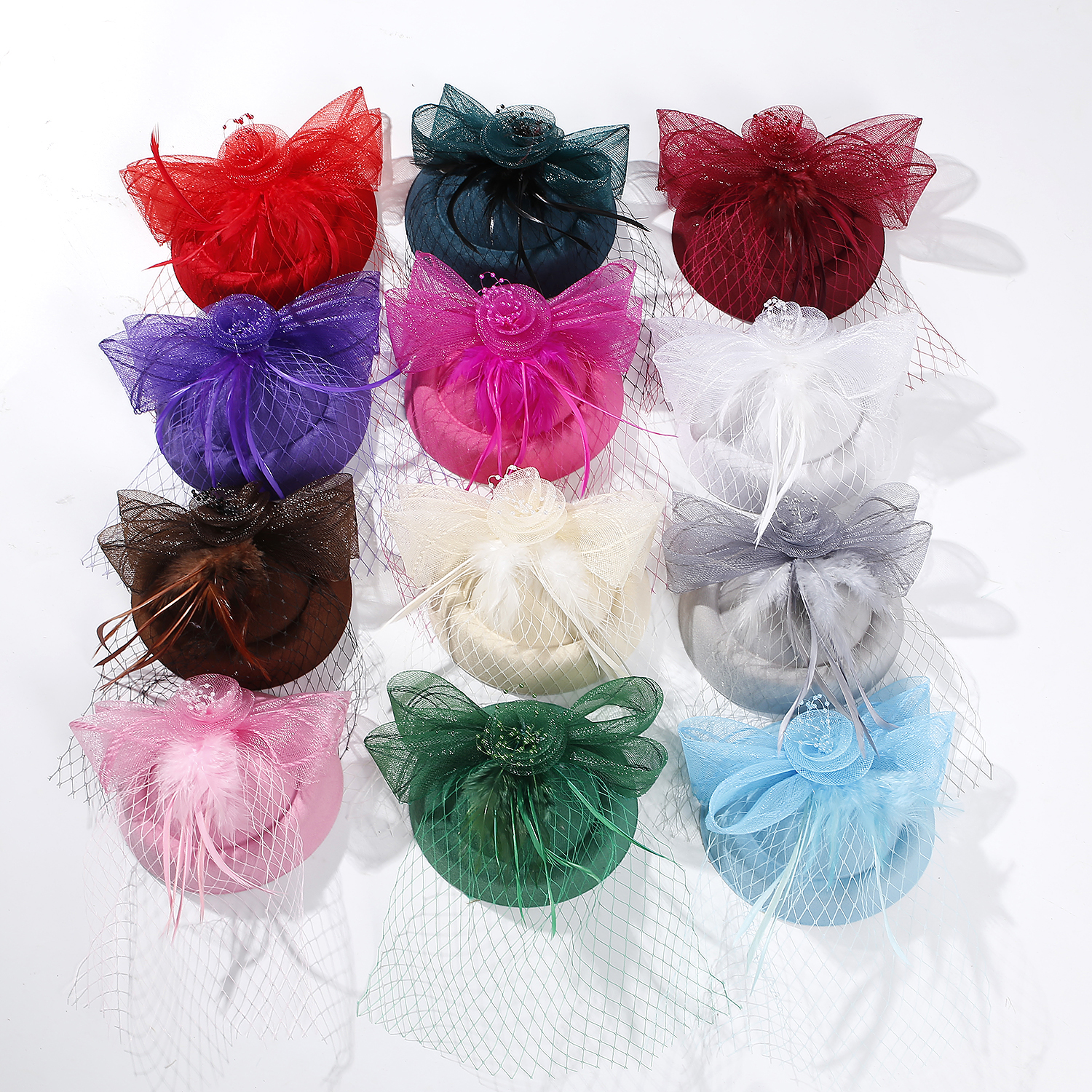 1件女士网纱小礼帽发夹手工节日派对宴会生日礼物赛马节新娘帽德比帽带夹子教堂帽圣诞帽带夹子