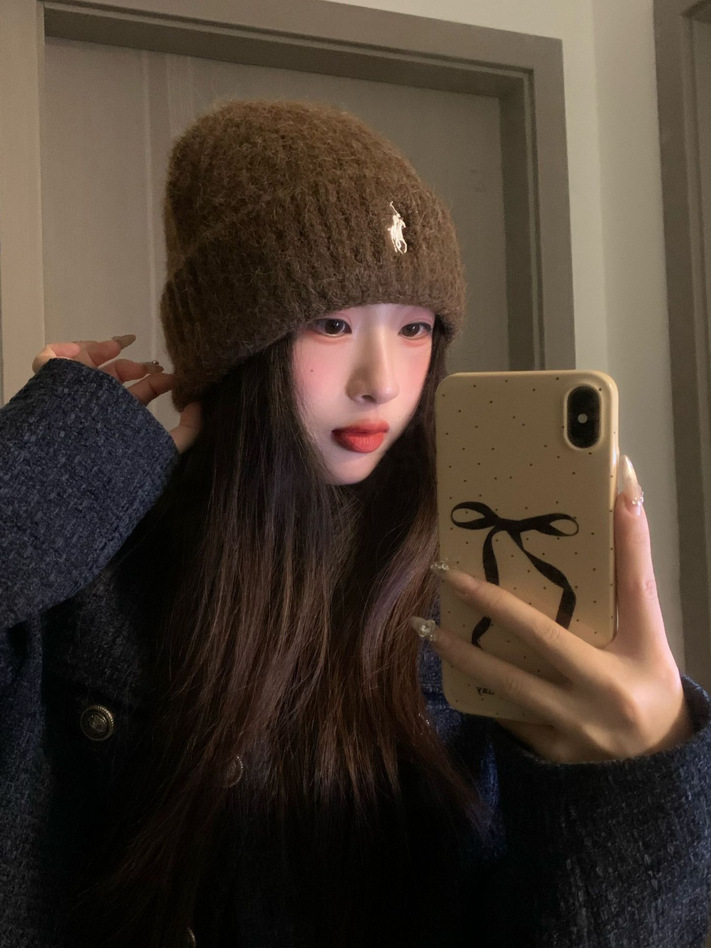 Embroidered knitted caps for women, autumn and winter woolen caps, outdoor warm cold caps, acrylic embroidered knitted caps for adults, winter caps