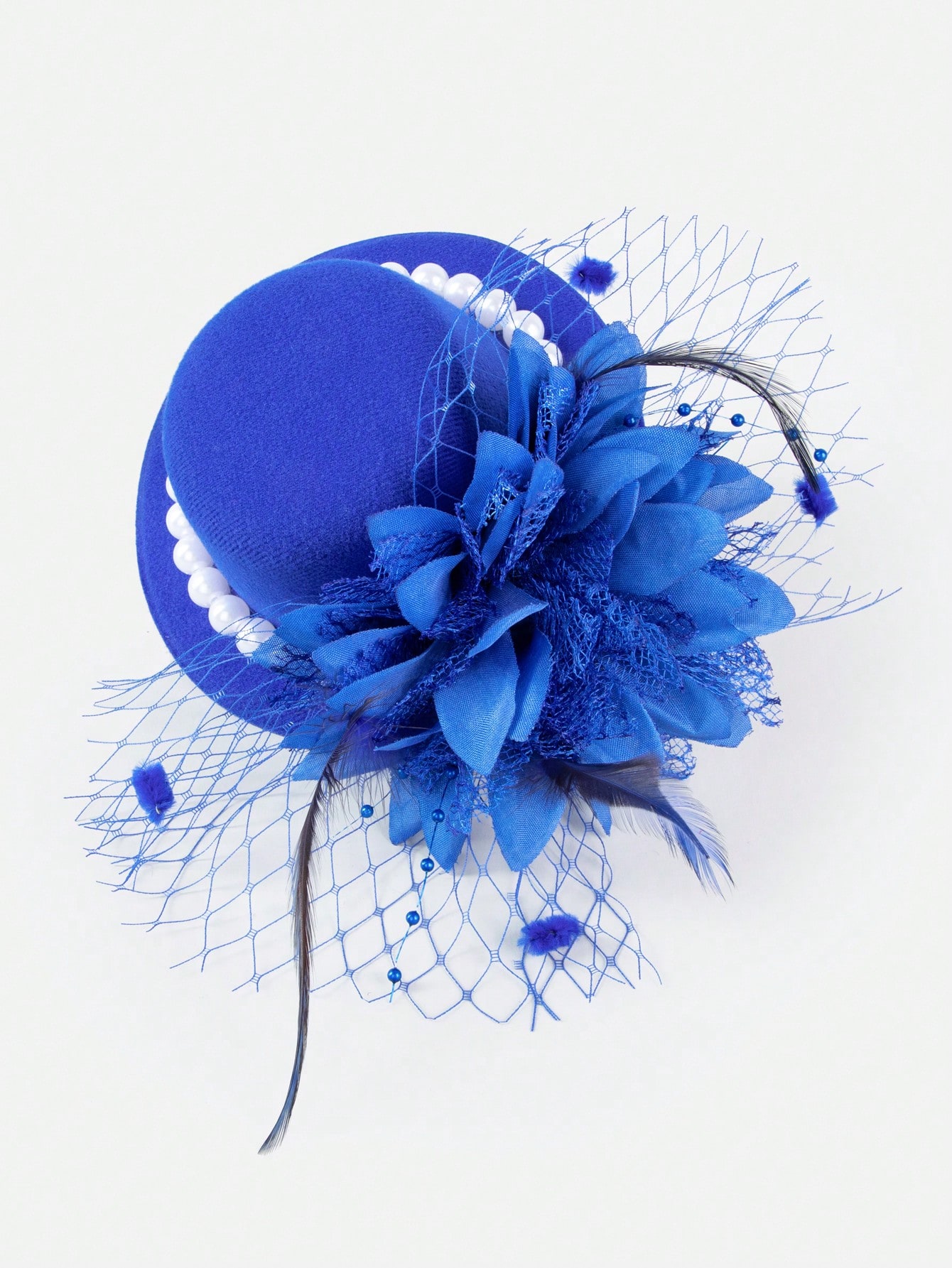 1 Women's floral veil, the most beautiful feathers, charming Christmas and Halloween party, horse racing, wedding hat, Derby, hat strap, clip Item Picture