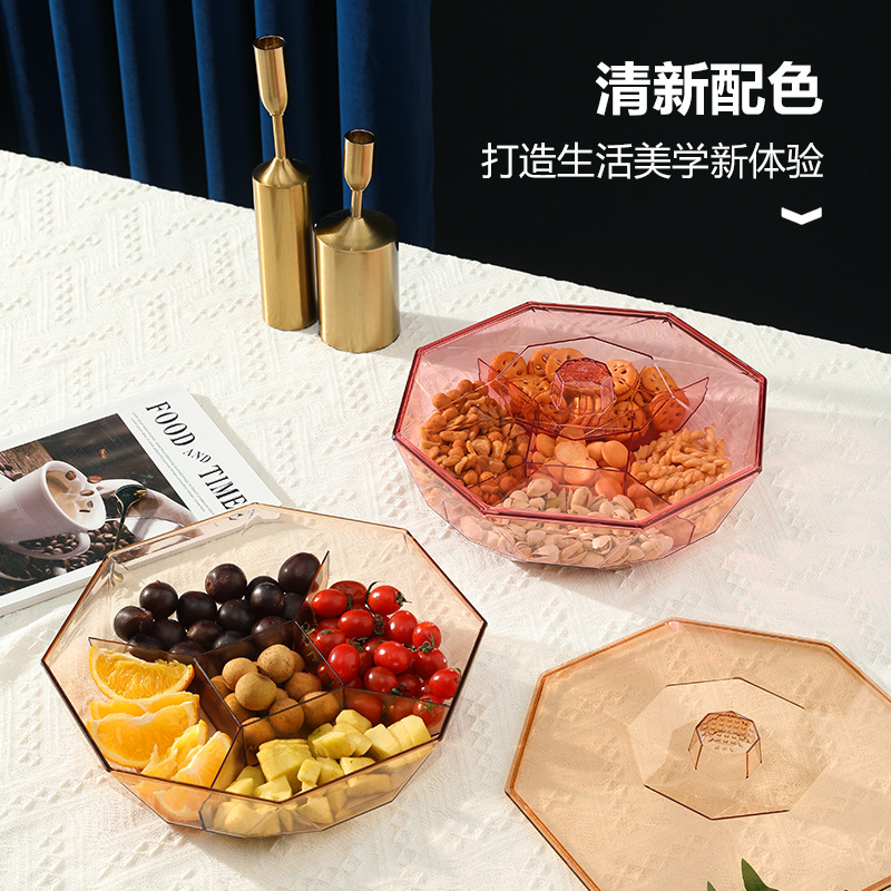 X106-8860零食盒糖果盒家用透明轻奢2022新款干果盒分格带盖简约