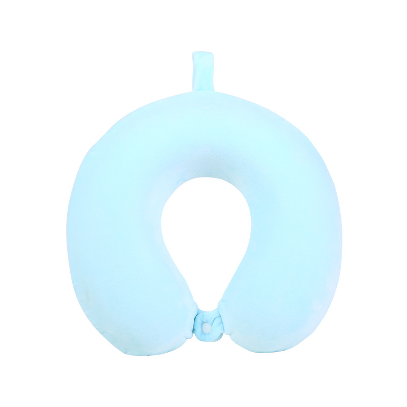 Solid-color U-shaped neck support pillow, memory foam, slow rebound, car travel, airplane, detachable and washable pillow core Application Scenario