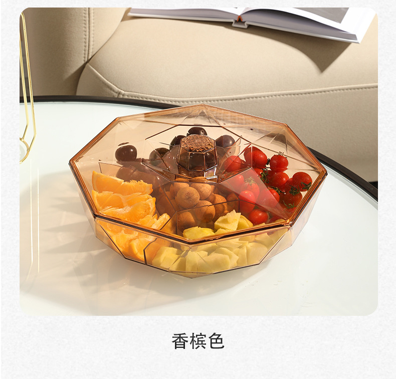 X106-8860零食盒糖果盒家用透明轻奢2022新款干果盒分格带盖简约详情图16