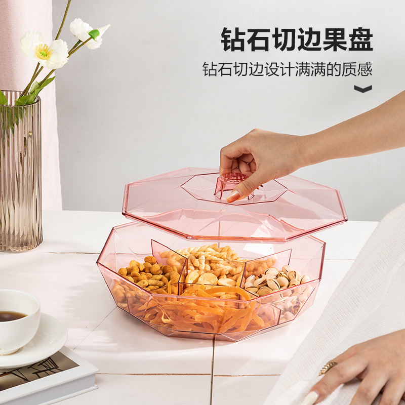 X106-8860零食盒糖果盒家用透明轻奢2022新款干果盒分格带盖简约产品图