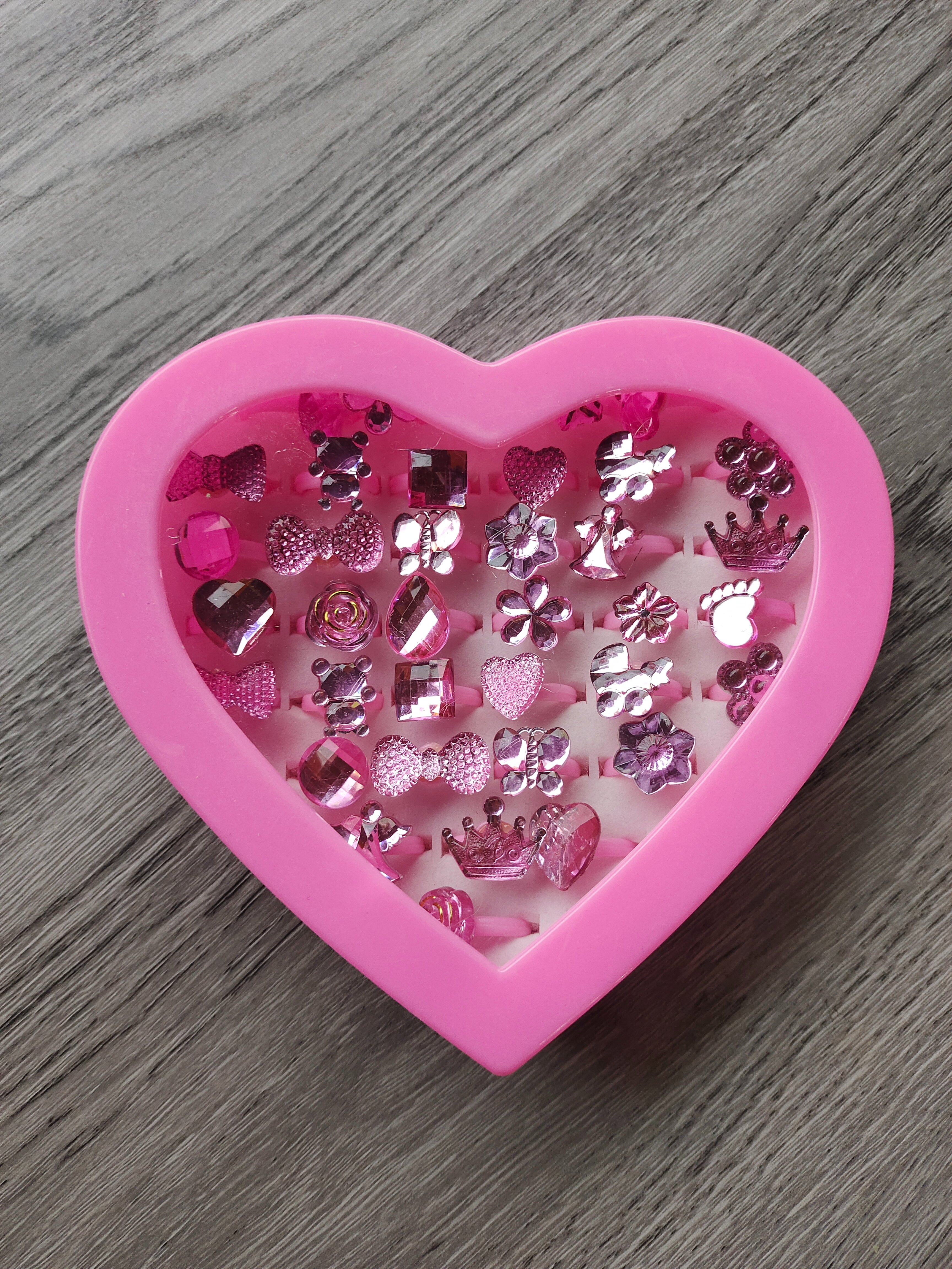 粉色心形盒子戒指套装情侣款莫桑钻男戒女戒空托饰品礼盒粉