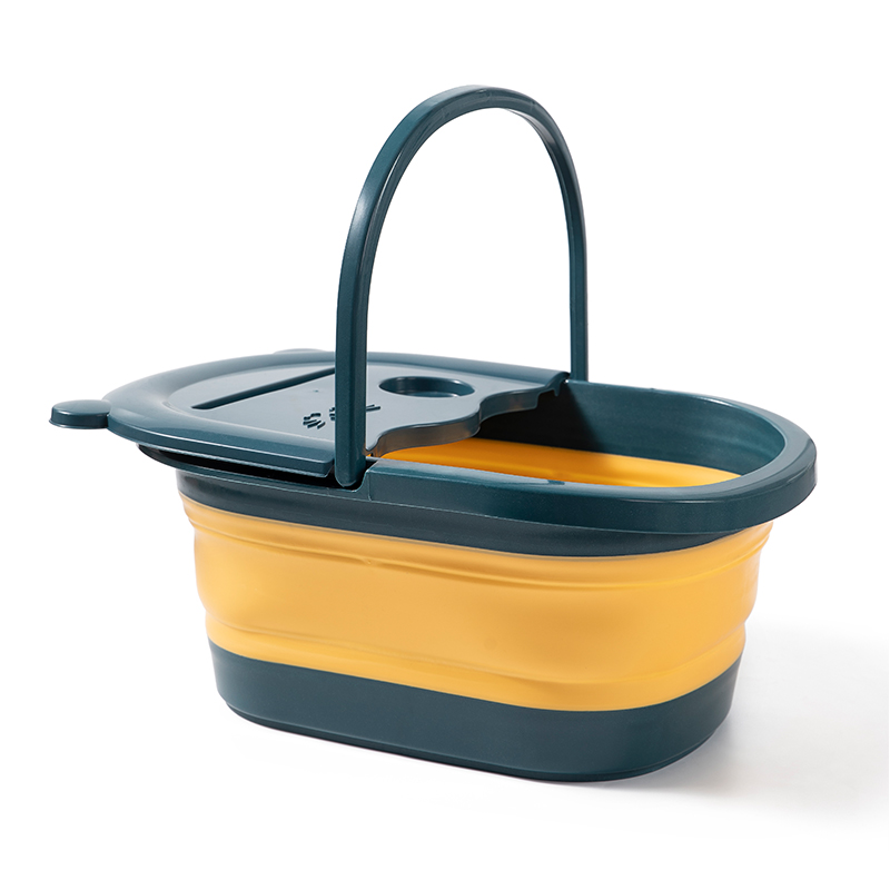 Foldable foot bath basin for comfortable massage and easy storage. Thickened and reinforced foot wash basin. Foldable foot wash bucket Specification image