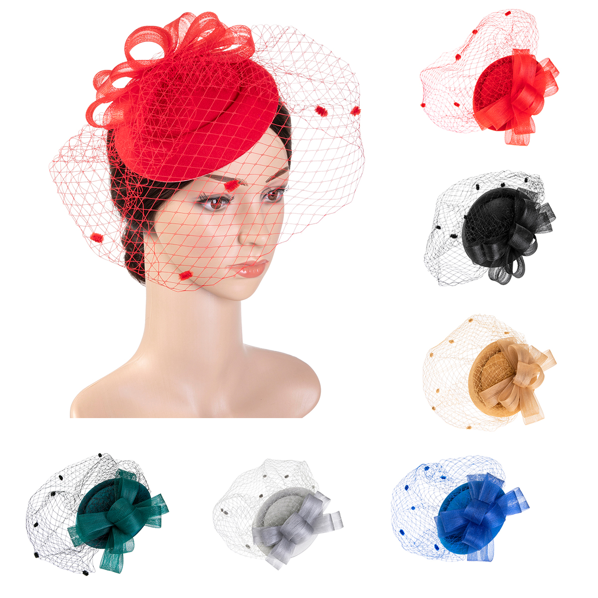 1 lady's face mask, net top hat, hairpin, handcrafted, afternoon tea, festival, party, banquet, birthday gift, horse racing festival, bride's hat, top hat, church cap strap, clip