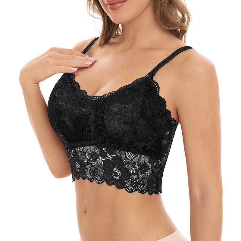 A1# Export to Africa and the Middle East, inventory of beautiful back, romantic lace strapless women's innerwear with chest pads, thin shoulder straps and halter tops QNI Specification drawing