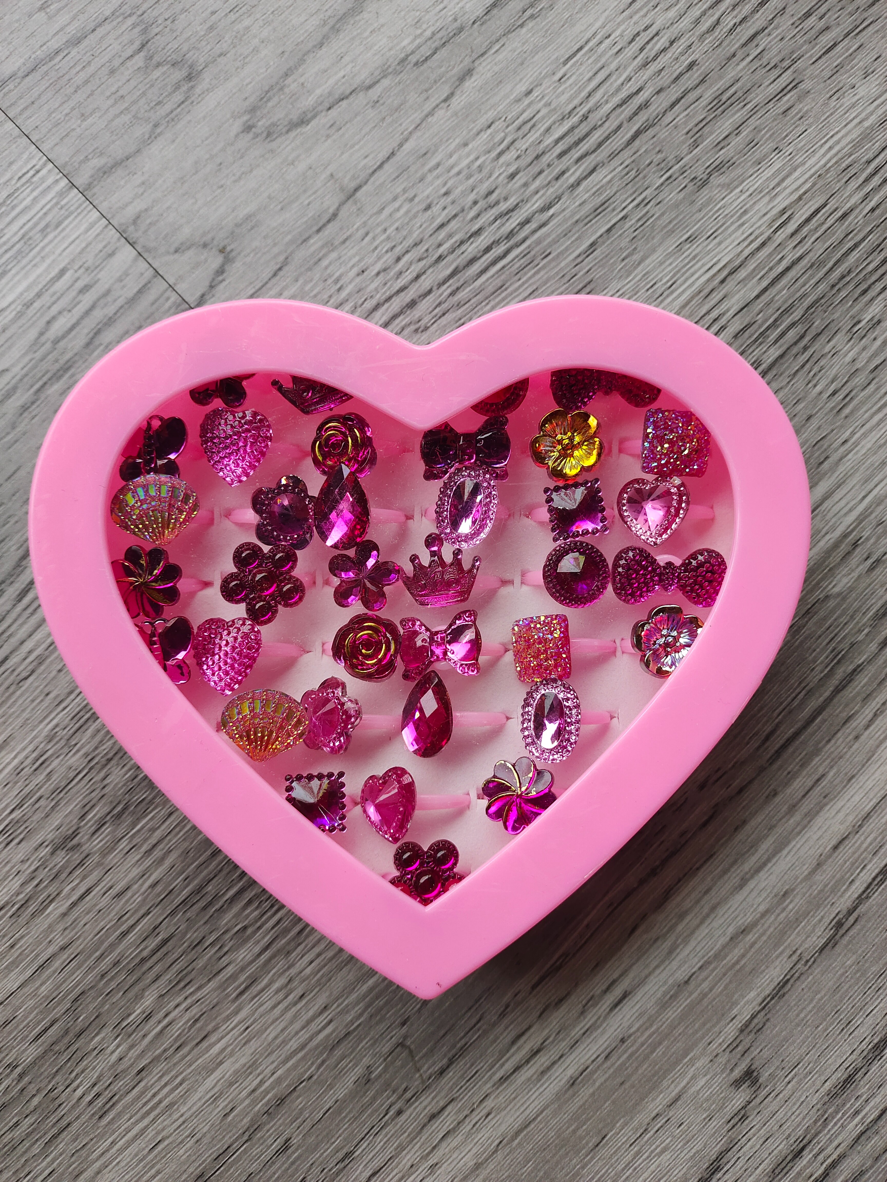 粉色心形戒指盒配戒指陶瓷首饰盒首饰礼品盒饰品卡片绒布收纳盒多功能收纳盒紫色