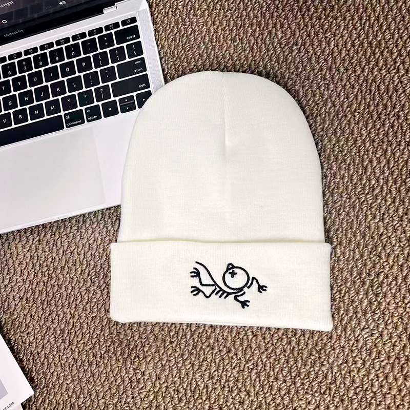 Embroidered knitted hats for women, autumn and winter woolen hats, outdoor warm cold hats, acrylic embroidered knitted hats, adult winter hats Application Scenario