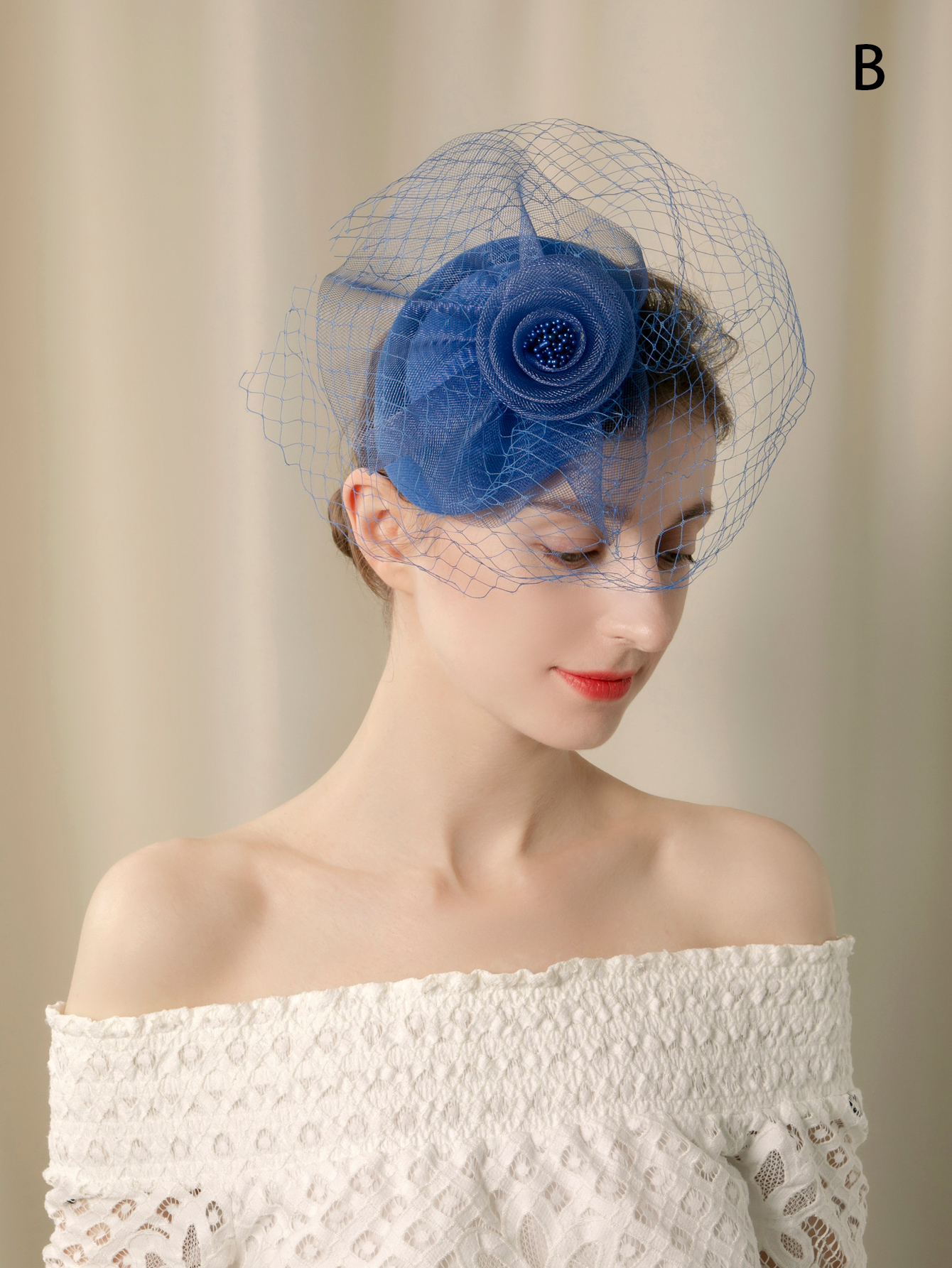 1 lady's tulle mask top hat, handcrafted afternoon tea, festival party, banquet, charming birthday, horse racing festival, wedding hat, top hat, church hat, Christmas Specification image