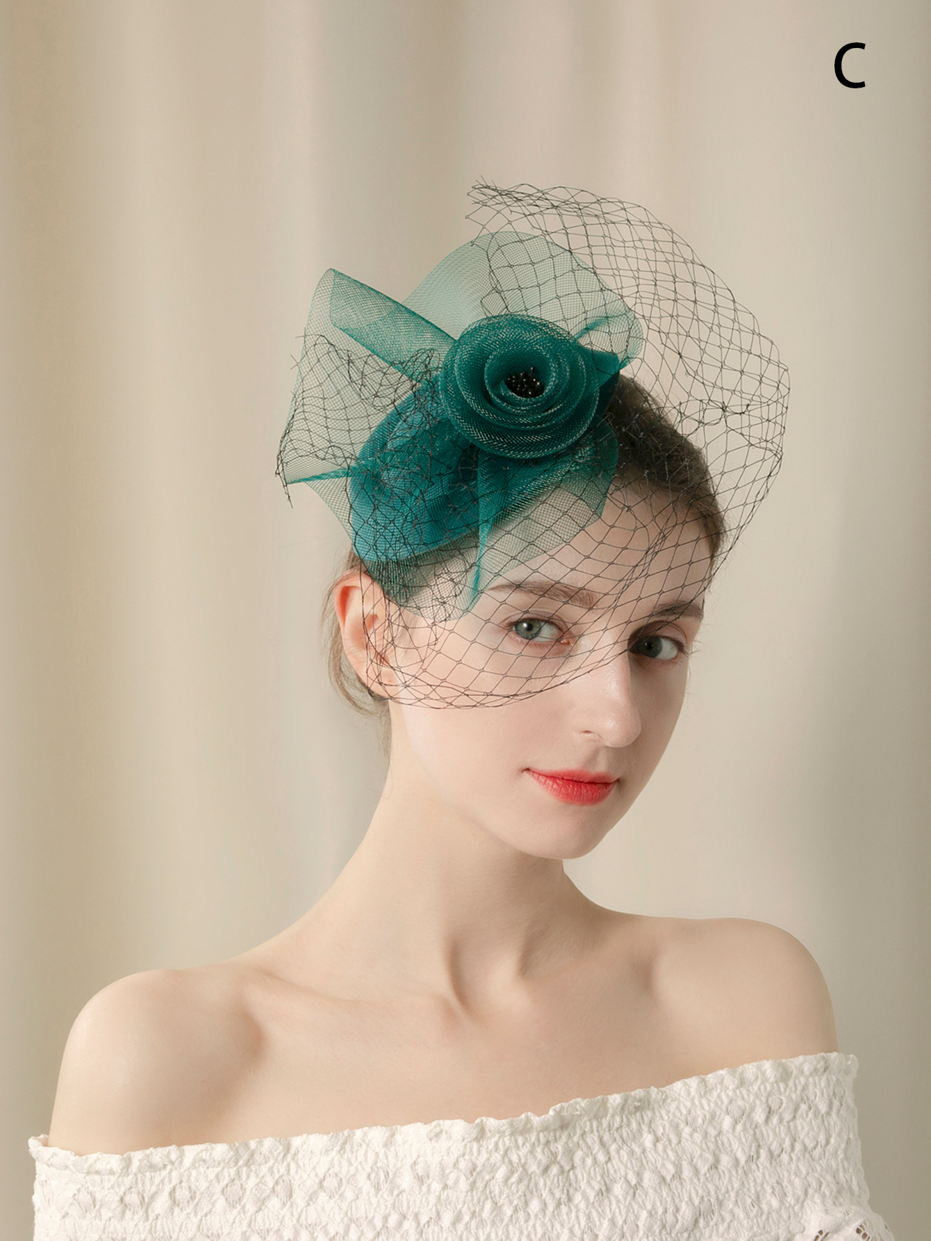 1 lady's tulle mask top hat, handcrafted afternoon tea, festival party, banquet, charming birthday, horse racing festival, wedding hat, top hat, church hat, Christmas Application Scenario