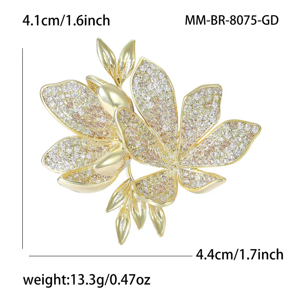 Korean-style fashionable three-dimensional micro-inlaid zircon flower brooch, elegant brooch, women's shawl buckle, suit cheongsam accessory brooch Application Scenario