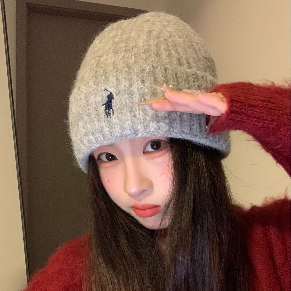 Embroidered knitted caps for women, autumn and winter woolen caps, outdoor warm cold caps, acrylic embroidered knitted caps for adults, winter caps Item Picture