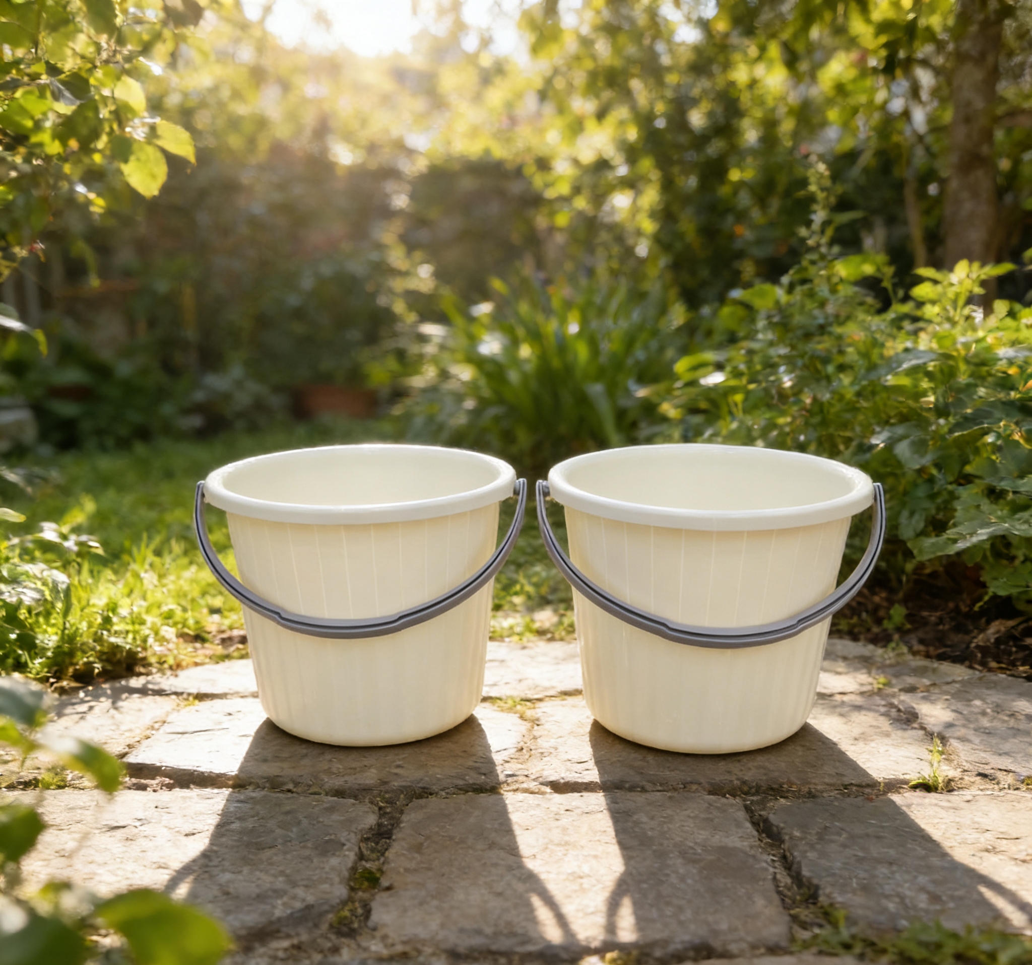 Wholesale of simple vertical striped plastic water buckets, kitchen hand-held water buckets, and large-capacity cleaning buckets for bathrooms Application Scenario