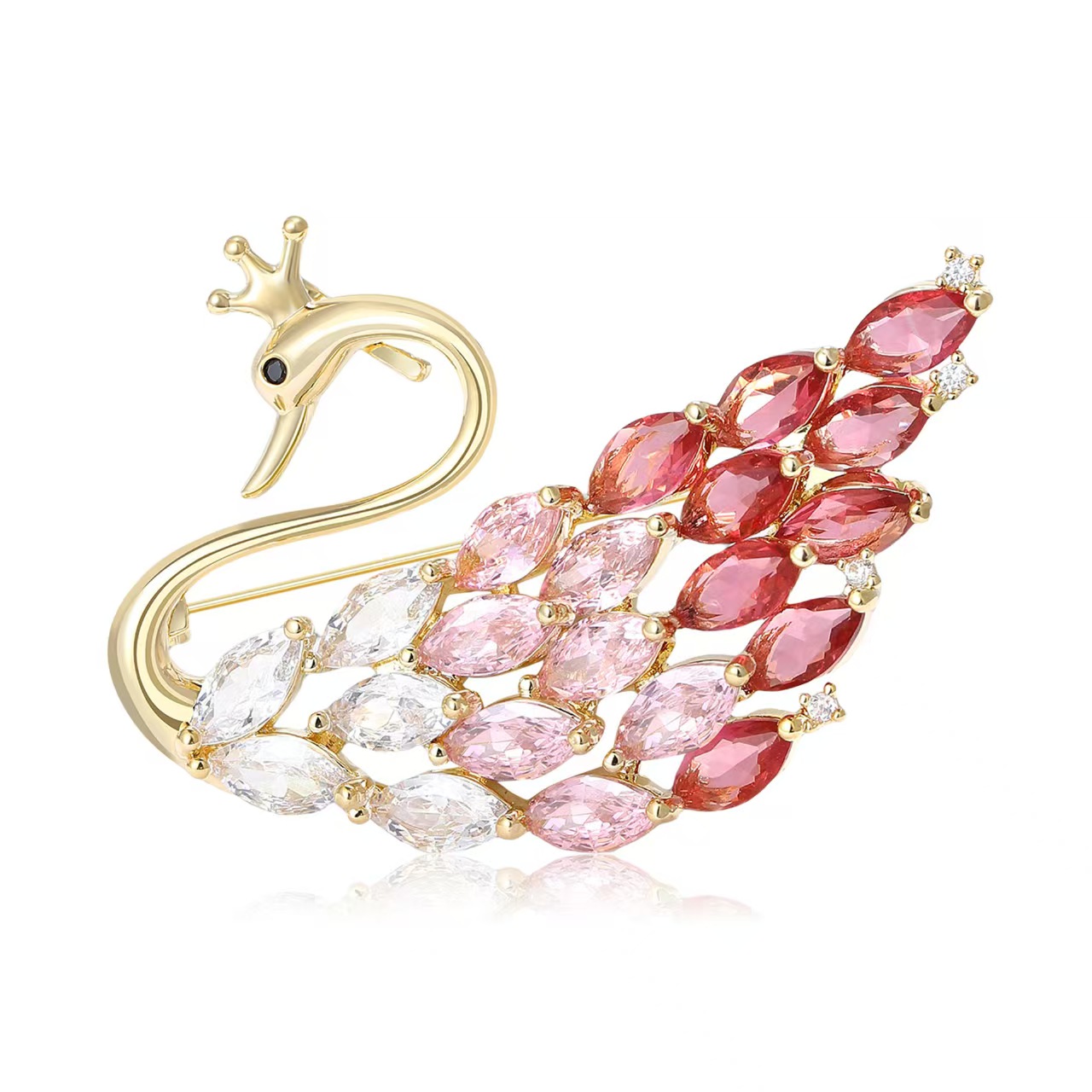European, American and Korean version micro-inlaid zircon swan brooches, fashionable women's clothing accessories, corsages and creative small crystal animal pins pic 3