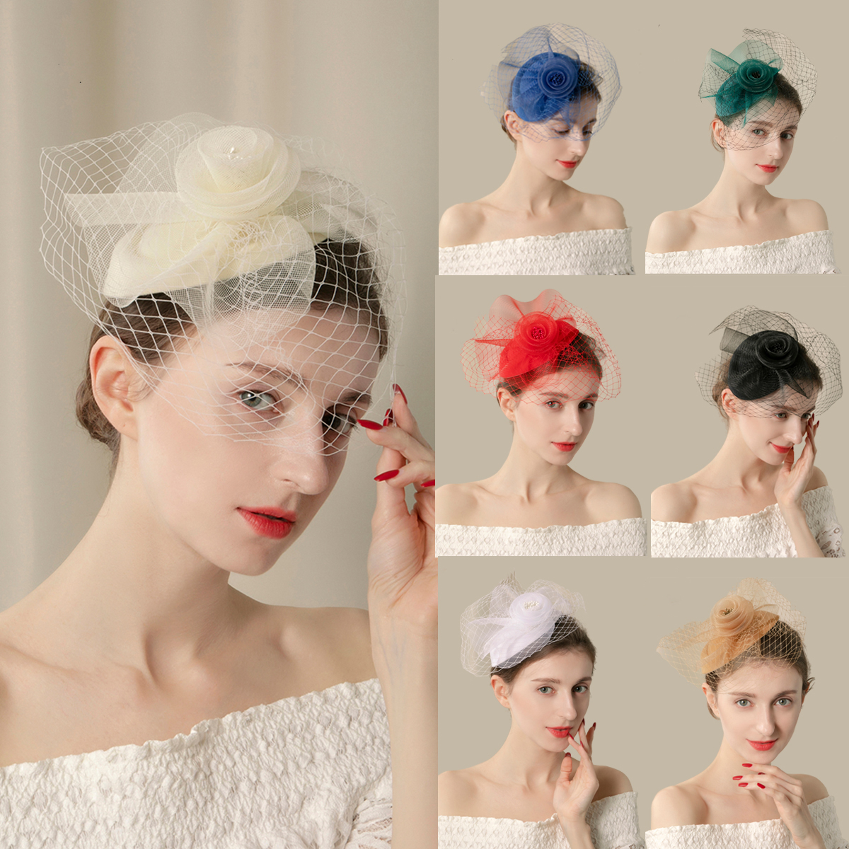 1 lady's tulle mask top hat, handcrafted afternoon tea, festival party, banquet, charming birthday, horse racing festival, wedding hat, top hat, church hat, Christmas