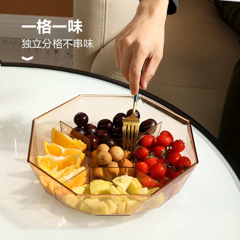 X106-8860零食盒糖果盒家用透明轻奢2022新款干果盒分格带盖简约详情图2