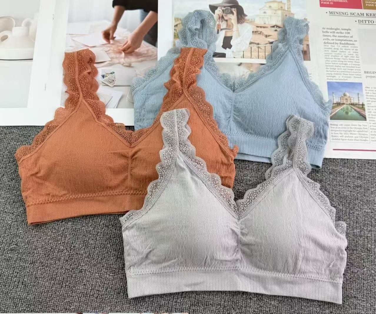 2045# Seamless back-hugging, body-hugging, strapless, sexy lace lingerie without steel rings, anti-exposure sports vest, women's vest QNI for export to Africa and the Middle East full figure
