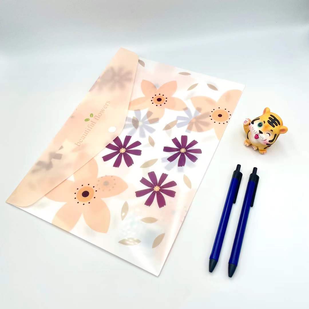 Cartoon floral button bag, office materials bag, A4 storage bag, student test paper classification bag Specification image