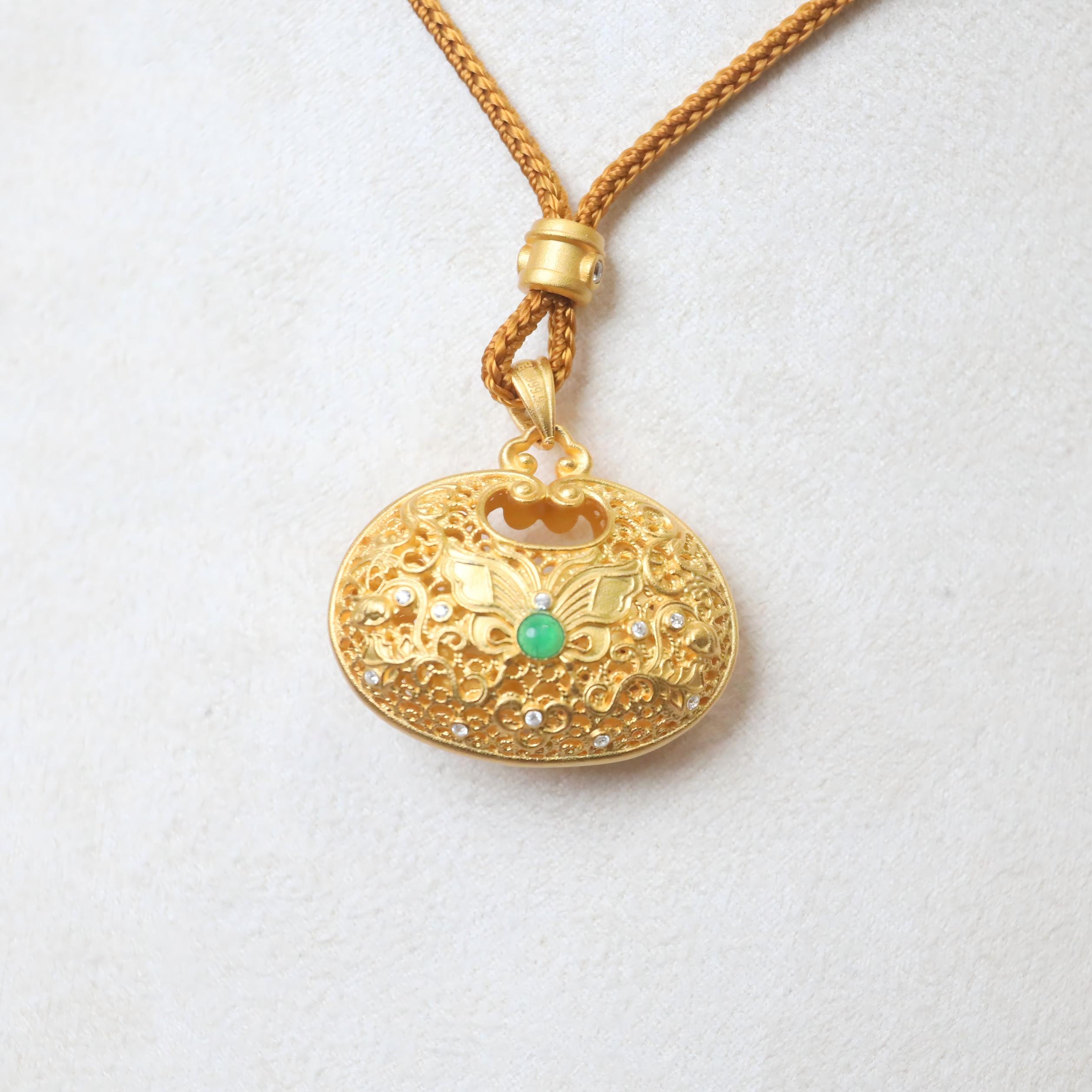 Golden Thangka, silver gilded, ancient-style gold ingot pendant, necklace, silver jewelry, jewelry pendant, decorative item Item Picture