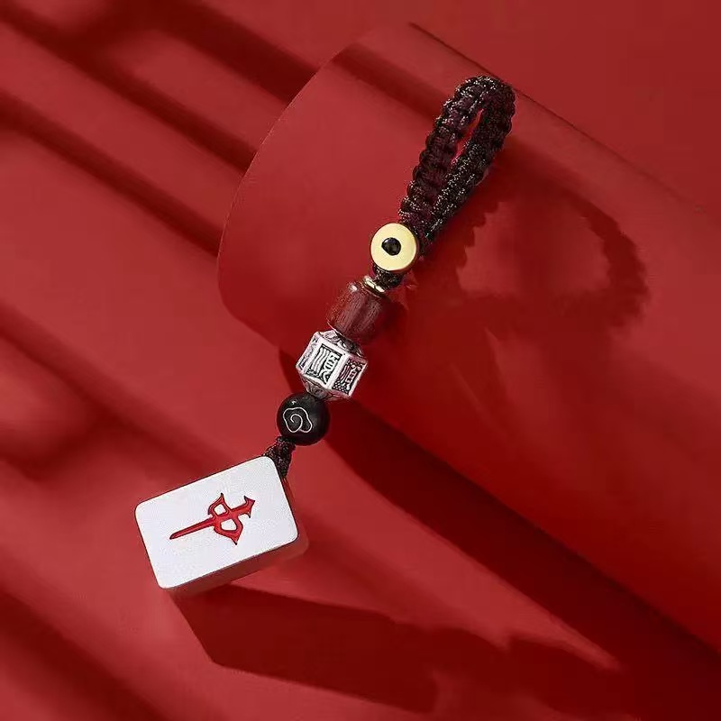 JUKUNBAO Mahjong keychain silver jewelry pendant, personalized and creative Chinese-style pendant Specification image