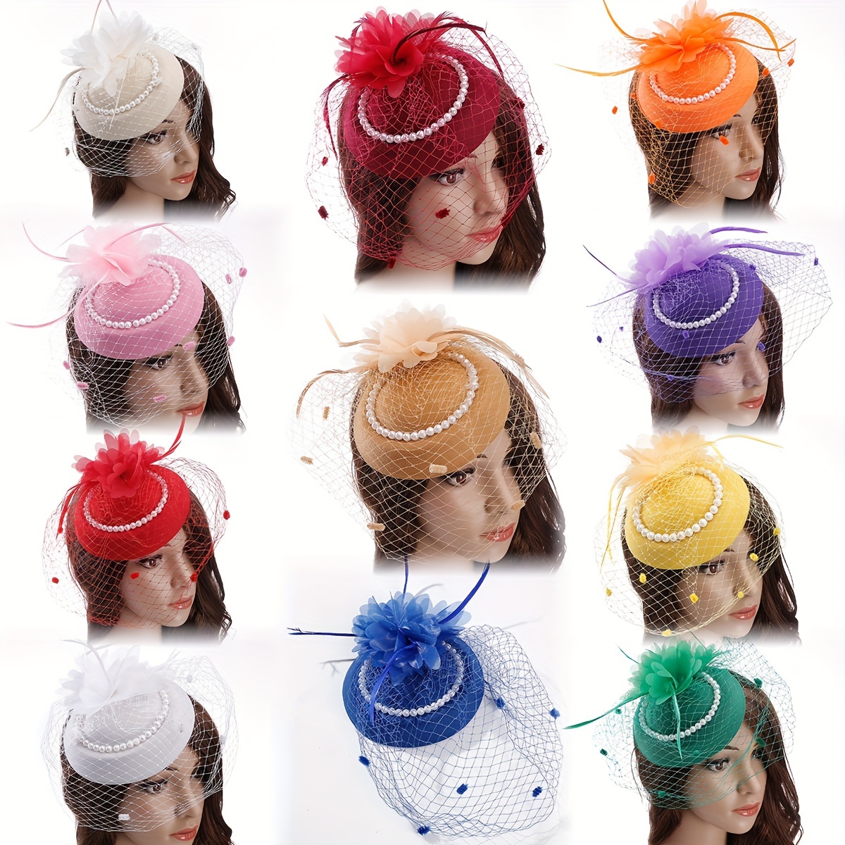1 lady's face mask, gauze top hat, hairpin, Halloween, Christmas, afternoon tea, holiday party, birthday gift, horse racing bride hat, Derby hat, church cap, strap, clip