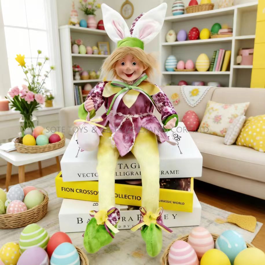 sote复活节精灵玩偶节日家居party氛围坐姿兔耳朵精灵摆件装饰品送人创意摆件礼物