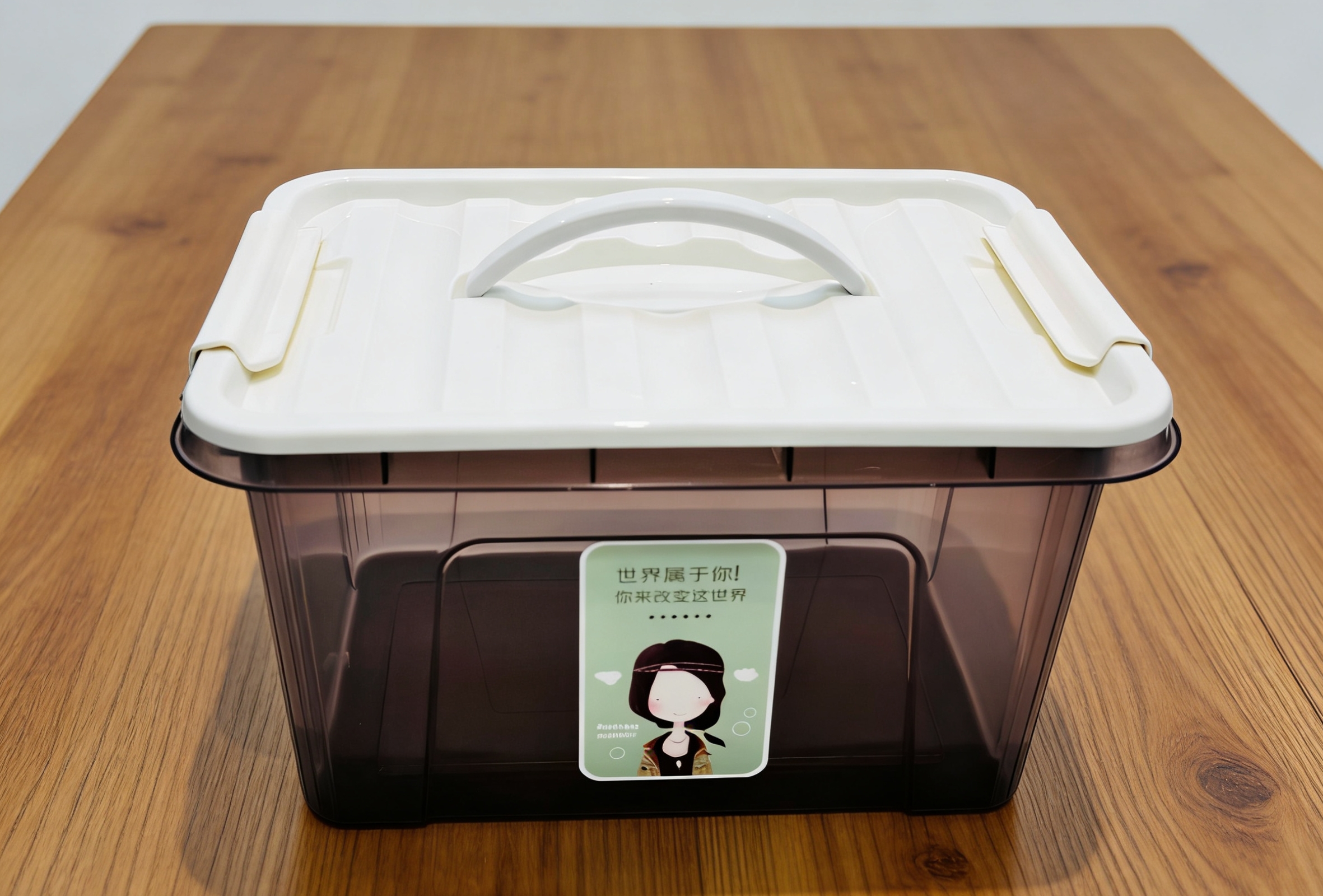 High-appearance-level transparent storage box with handle sealing dust-proof organization box, multi-functional storage box for living room and bedroom with stickers wholesale Item Picture