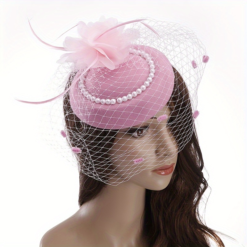 1 lady's face mask, gauze top hat, hairpin, Halloween, Christmas, afternoon tea, holiday party, birthday gift, horse racing bride hat, Derby hat, church cap, strap, clip details Picture