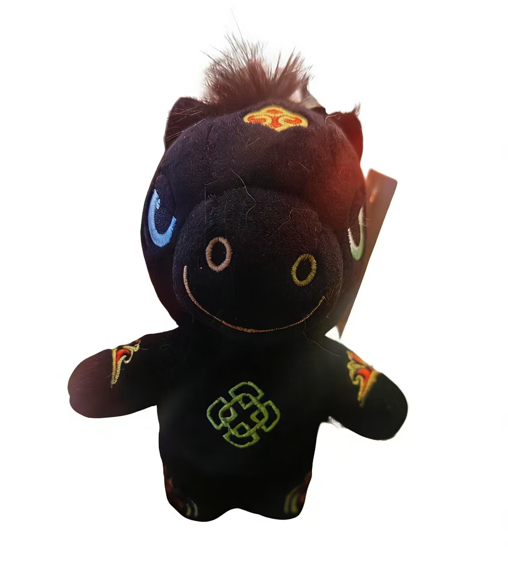 14CM black little horse plush doll, cute plush toy pendant, new style children's gift