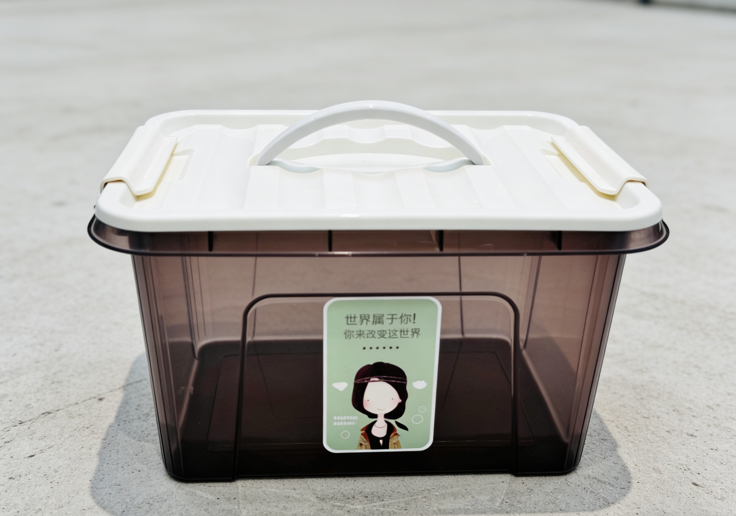 High-appearance-level transparent storage box with handle sealing dust-proof organization box, multi-functional storage box for living room and bedroom with stickers wholesale Specification image